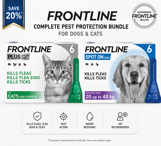 Frontline Bundle – Flea & Tick Treatment for Large Dogs (20-40kg) & Cats and Ferrets | 6 Pipettes Each | Save 15%
